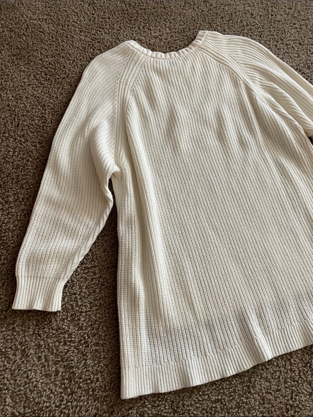 Express Cream Ribbed Crewneck Pullover - Picture 8 of 9